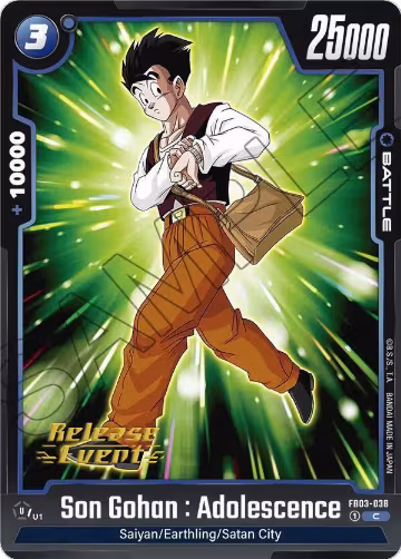 Son Gohan : Adolescence - FB03-038 (FB03-038), Raging Roar Release Event Cards — DB Fusion card price