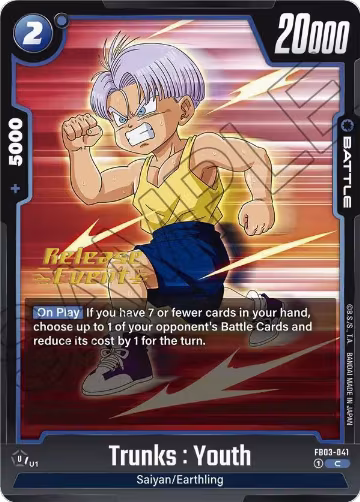 Trunks : Youth (FB03-041), Raging Roar Release Event Cards — DB Fusion card price