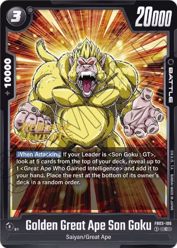 Golden Great Ape Son Goku (FB03-106), Raging Roar Release Event Cards — DB Fusion card price