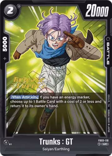 Trunks : GT - FB03-118 (FB03-118), Raging Roar Release Event Cards — DB Fusion card price