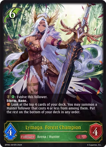 Lymaga, Forest Champion (BP06-001EN), Paragons of the Colosseum — Shadowverse card price