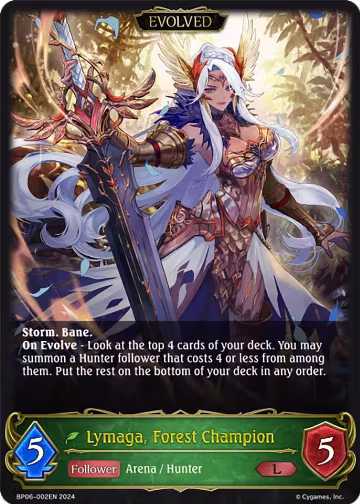 Lymaga, Forest Champion (Evolved) (BP06-002EN), Paragons of the Colosseum — Shadowverse card price