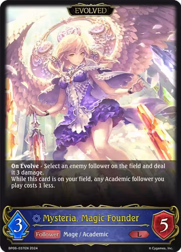 Mysteria, Magic Founder (Evolved) (BP06-037EN), Paragons of the Colosseum — Shadowverse card price