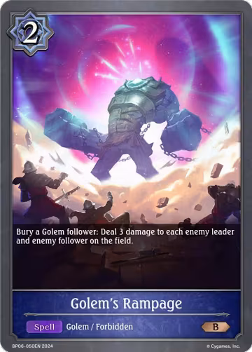 Golem's Rampage (BP06-050EN), Paragons of the Colosseum — Shadowverse card price