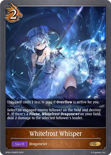 Whitefrost Whisper (BP06-058EN), Paragons of the Colosseum — Shadowverse card price