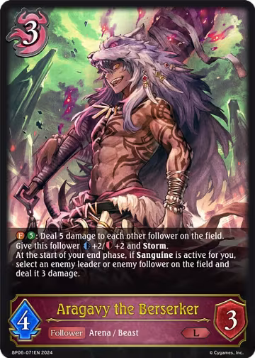 Aragavy the Berserker (BP06-071EN), Paragons of the Colosseum — Shadowverse card price