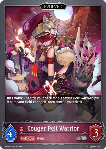 Cougar Pelt Warrior (Evolved) (BP06-078EN), Paragons of the Colosseum — Shadowverse card price