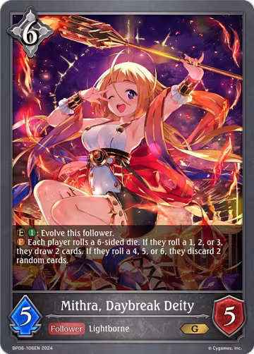 Mithra, Daybreak Deity (BP06-106EN), Paragons of the Colosseum — Shadowverse card price