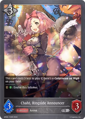 Chaht, Ringside Announcer (BP06-110EN), Paragons of the Colosseum — Shadowverse card price