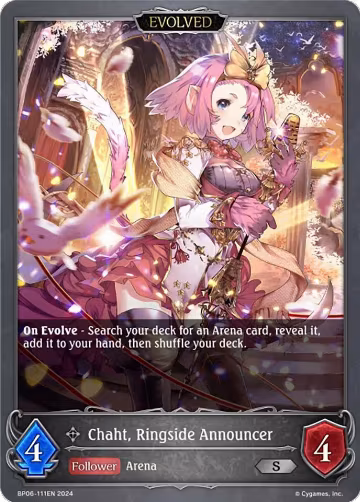 Chaht, Ringside Announcer (Evolved) (BP06-111EN), Paragons of the Colosseum — Shadowverse card price