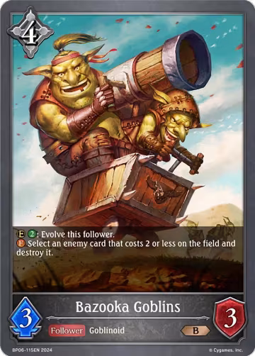 Bazooka Goblins (BP06-115EN), Paragons of the Colosseum — Shadowverse card price
