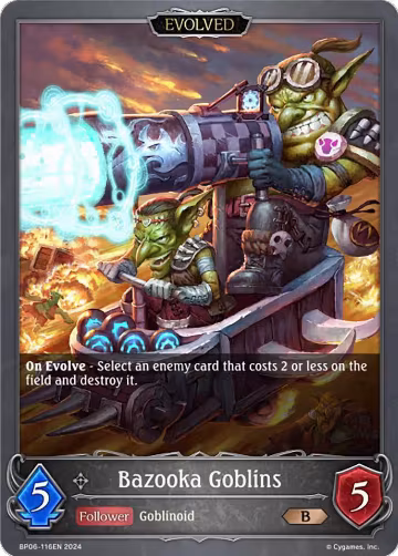 Bazooka Goblins (Evolved) (BP06-116EN), Paragons of the Colosseum — Shadowverse card price