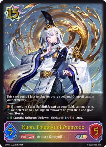 Kuon, Founder of Onmyodo (SL) (BP06-SL07EN), Paragons of the Colosseum — Shadowverse card price