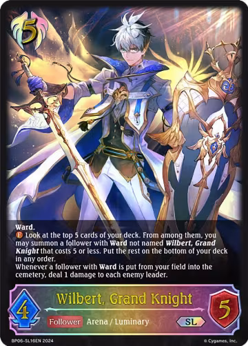 Wilbert, Grand Knight (SL) (BP06-SL16EN), Paragons of the Colosseum — Shadowverse card price