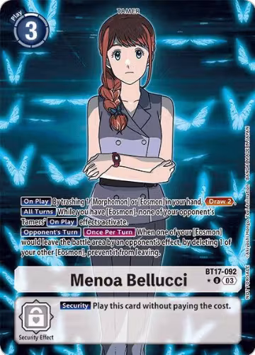 Menoa Bellucci (Box Promotion Pack: Secret Crisis) (BT17-092 U), Secret Crisis — Digimon card price
