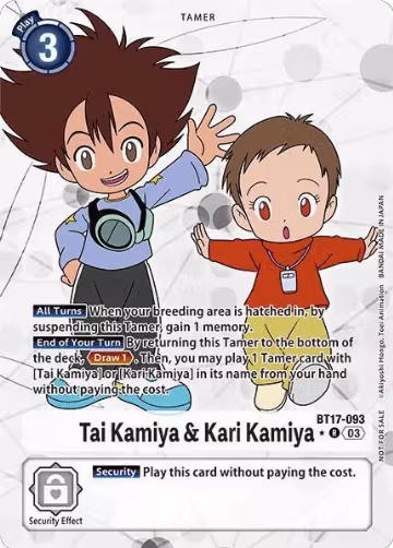 Tai Kamiya & Kari Kamiya (Box Promotion Pack: Secret Crisis) (BT17-093 R), Secret Crisis — Digimon card price