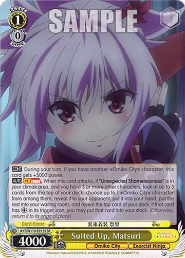 Suited Up, Matsuri (SR) (AYT/W110-E015S SR), Ayakashi Triangle — Weiß Schwarz card price