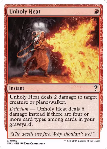 Unholy Heat (White Border) (63), Mystery Booster 2 — Magic card price