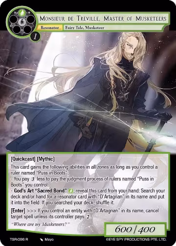 Monsieur De Treville, Master Of Musketeers (TSR-096 R), The Battle at the Sacred Ruins — Force of Will card price