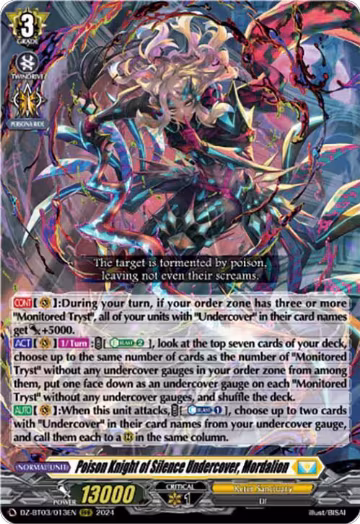Poison Knight of Silence Undercover, Mordalion (DZ-BT03/013EN), DZ-BT03: Dimensional Transcendence — Vanguard card price