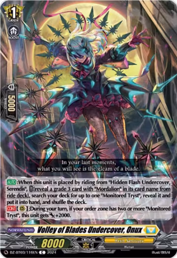 Volley of Blades Undercover, Onux (DZ-BT03/116EN), DZ-BT03: Dimensional Transcendence — Vanguard card price