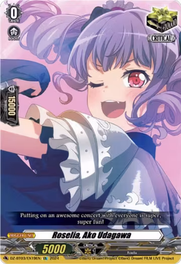 Roselia, Ako Udagawa (EX) (DZ-BT03/EX19EN), DZ-BT03: Dimensional Transcendence — Vanguard card price