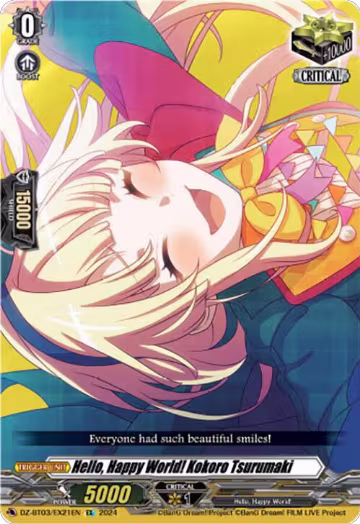 Hello, Happy World! Kokoro Tsurumaki (EX) (DZ-BT03/EX21EN), DZ-BT03: Dimensional Transcendence — Vanguard card price
