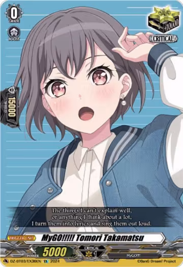 MyGO!!!!! Tomori Takamatsu (EX) (DZ-BT03/EX36EN), DZ-BT03: Dimensional Transcendence — Vanguard card price