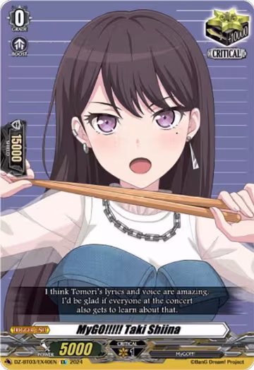 MyGO!!!!! Taki Shiina (EX) (DZ-BT03/EX40EN), DZ-BT03: Dimensional Transcendence — Vanguard card price