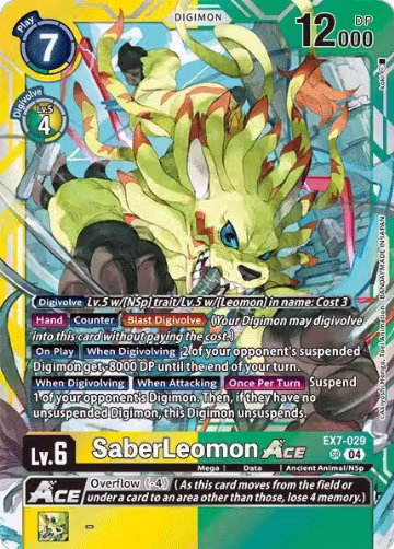 SaberLeomon ACE (EX7-029 SR), Digimon LIBERATOR — Digimon card price