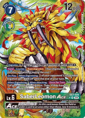 SaberLeomon ACE (Alternate Art) (EX7-029 SR), Digimon LIBERATOR — Digimon card price