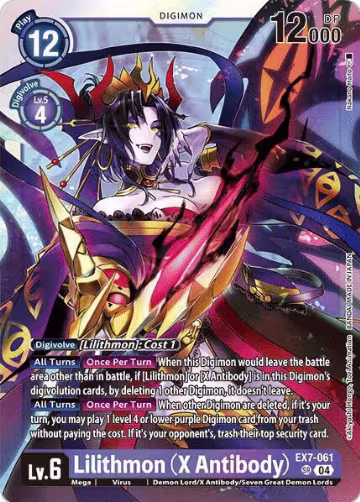 Lilithmon (X Antibody) (EX7-061 SR), Digimon LIBERATOR — Digimon card price