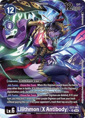 Lilithmon (X Antibody) (Alternate Art) (EX7-061 SR), Digimon LIBERATOR — Digimon card price