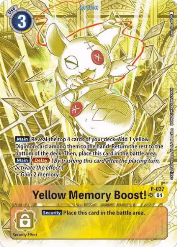 Yellow Memory Boost! (Starter Deck 19 Exclusive) (P-037 SR), Digimon Promotion Cards — Digimon card price