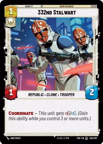 332nd Stalwart (240/257), Twilight of the Republic — Star Wars card price