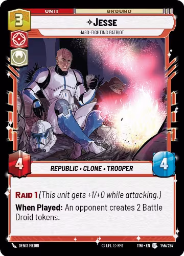 Jesse - Hard-Fighting Patriot (145/257), Twilight of the Republic — Star Wars card price