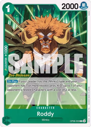 Roddy (OP08-033), Two Legends Pre-Release Cards — One Piece card price