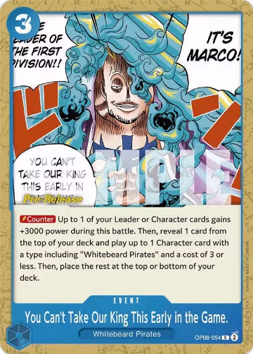You Can't Take Our King This Early in the Game. (OP08-054), Two Legends Pre-Release Cards — One Piece card price