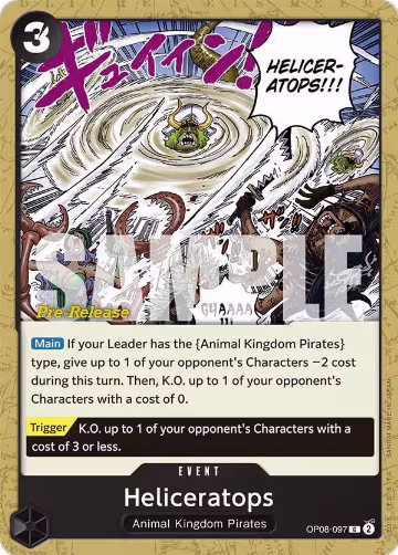 Heliceratops (OP08-097), Two Legends Pre-Release Cards — One Piece card price