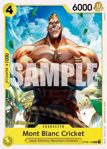 Mont Blanc Cricket (OP08-108), Two Legends Pre-Release Cards — One Piece card price