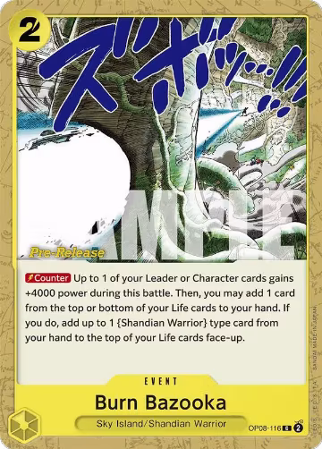 Burn Bazooka (OP08-116), Two Legends Pre-Release Cards — One Piece card price