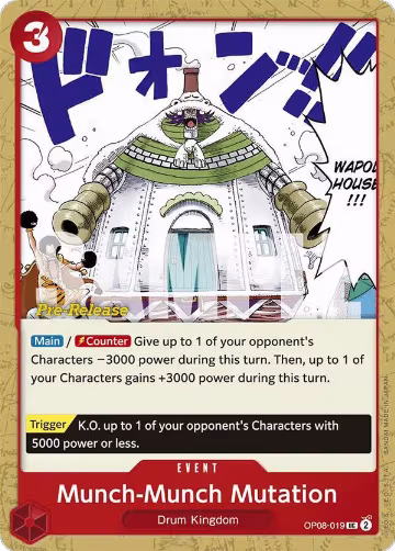 Munch-Munch Mutation (OP08-019), Two Legends Pre-Release Cards — One Piece card price