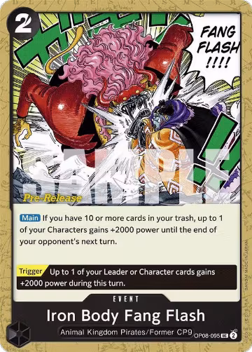 Iron Body Fang Flash (OP08-095), Two Legends Pre-Release Cards — One Piece card price