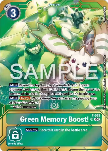 Green Memory Boost! - P-038 (Premium Card Collection - Memory Boost! Set) (P-038 P), Digimon Promotion Cards — Digimon card price
