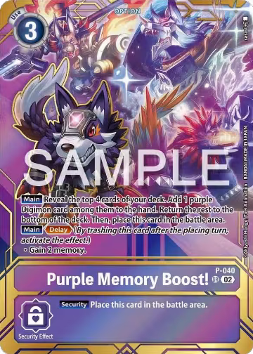 Purple Memory Boost! - P-040 (Premium Card Collection - Memory Boost! Set) (P-040 P), Digimon Promotion Cards — Digimon card price