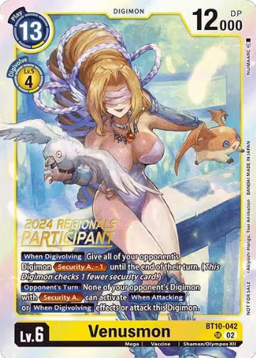 Venusmon (2024 Regionals Participant) (BT10-042 SR), Xros Encounter — Digimon card price