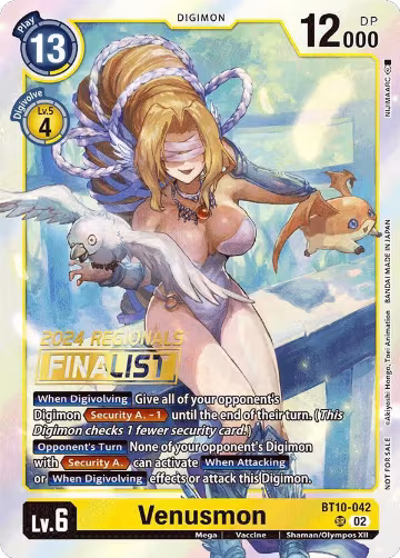 Venusmon (2024 Regionals Finalist) (BT10-042 SR), Xros Encounter — Digimon card price