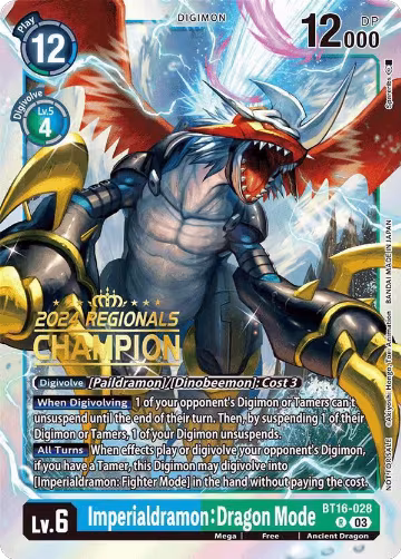 Imperialdramon: Dragon Mode (2024 Regionals Champion) (BT16-028 R) — card price