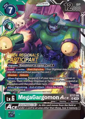 MegaGargomon ACE (2024 Regionals Participant) (ST17-08 SR), Starter Deck 17: Double Typhoon Advanced Deck Set — Digimon card price