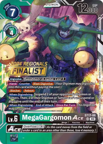 MegaGargomon ACE (2024 Regionals Finalist) (ST17-08 SR), Starter Deck 17: Double Typhoon Advanced Deck Set — Digimon card price